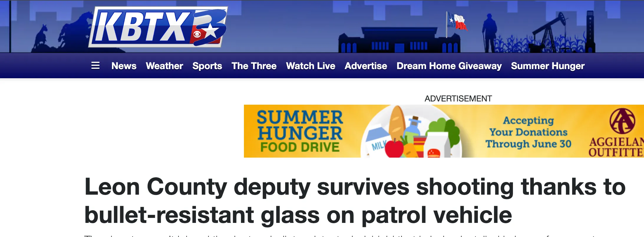 KBTX3 - Leon County deputy survives shooting thanks to bullet-resistant glass on patrol vehicle