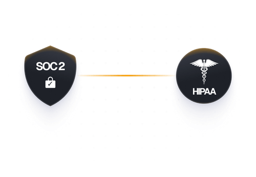 Enterprise ready HIPAA and SOC 2 compliance illustration.