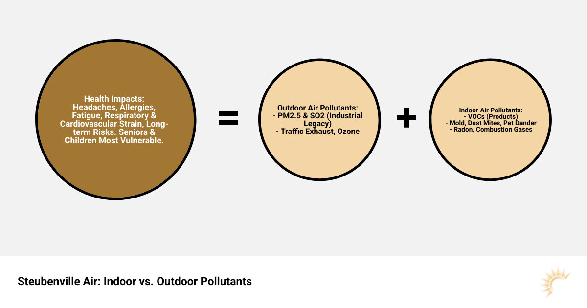 Infographic explaining common indoor air pollutants vs. outdoor pollutants - indoor air quality steubenville infographic sum_of_parts