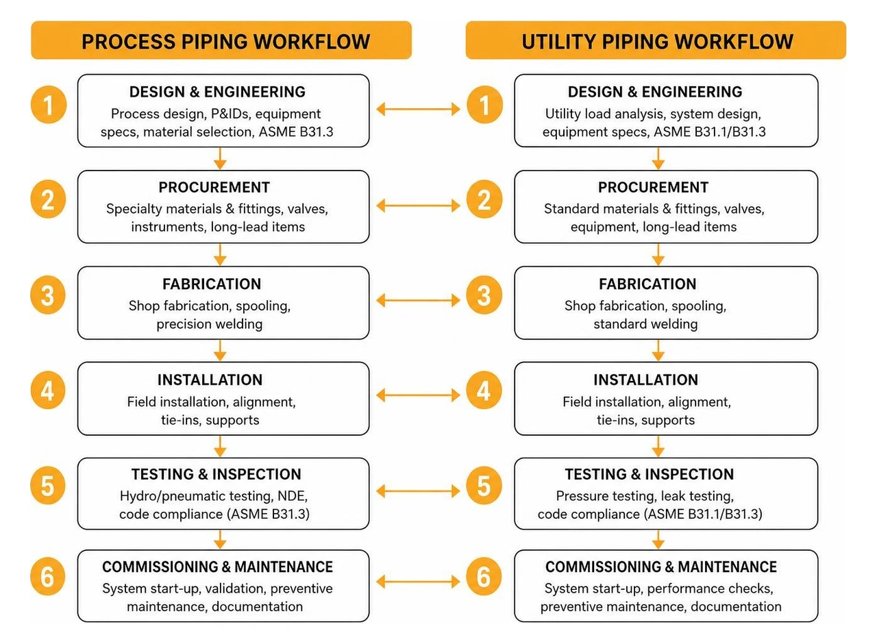 diagram of process piping versus utility piping workflow diagram of process piping versus utility piping workflow