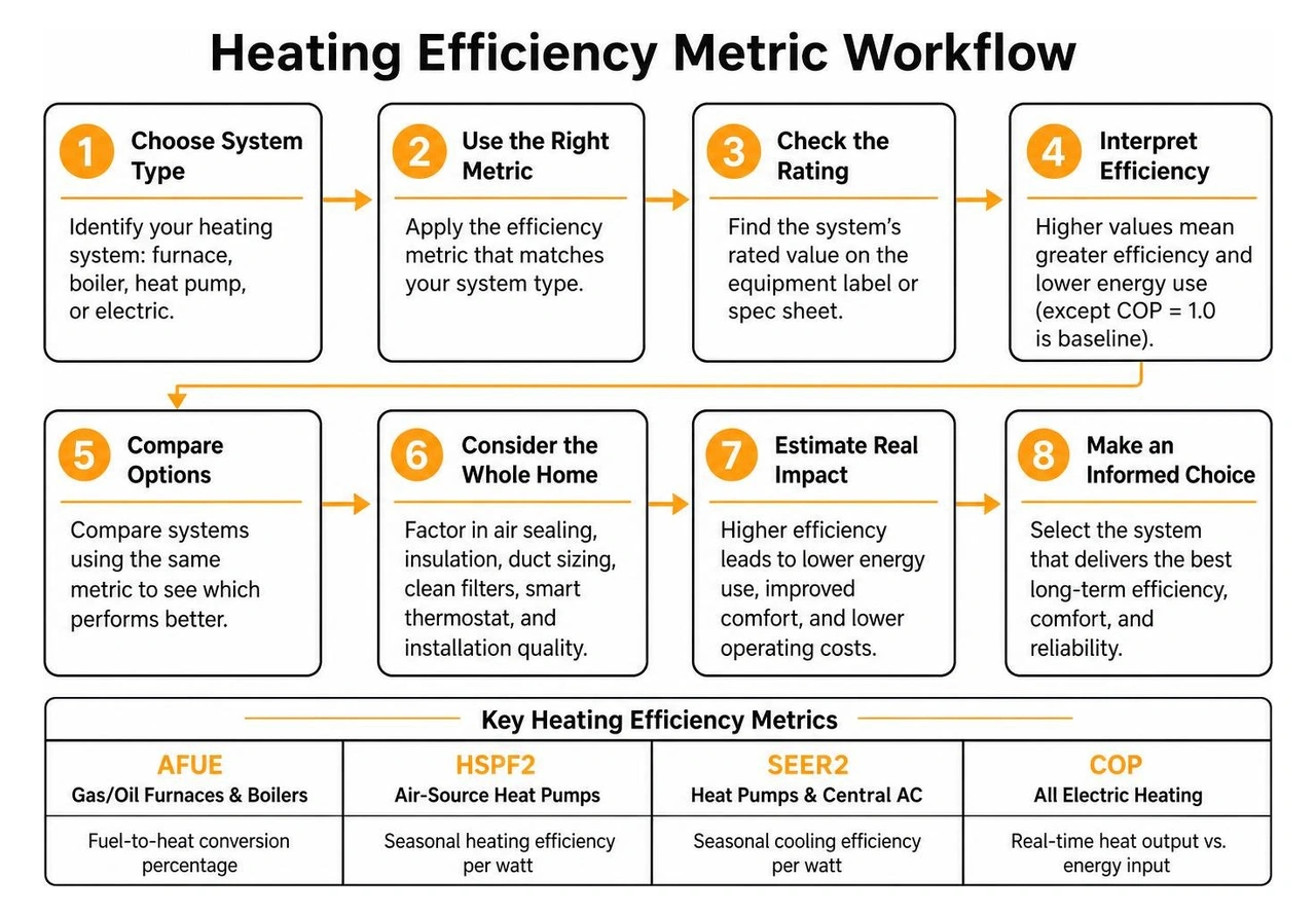 Heating efficiency metric workflow diagram Heating efficiency metric workflow diagram