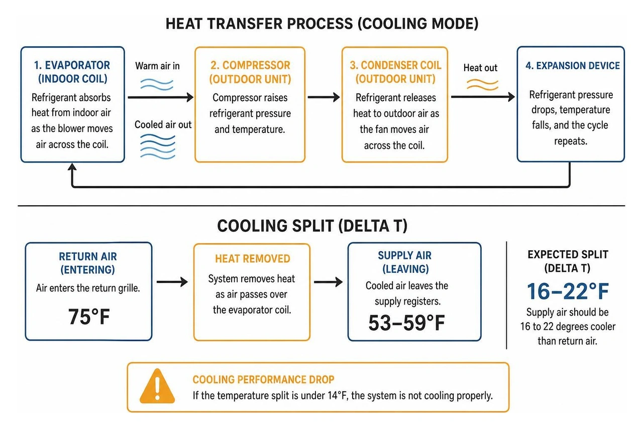 heat transfer process and cooling split
