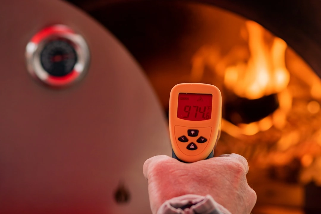 checking temperature split with an infrared thermometer