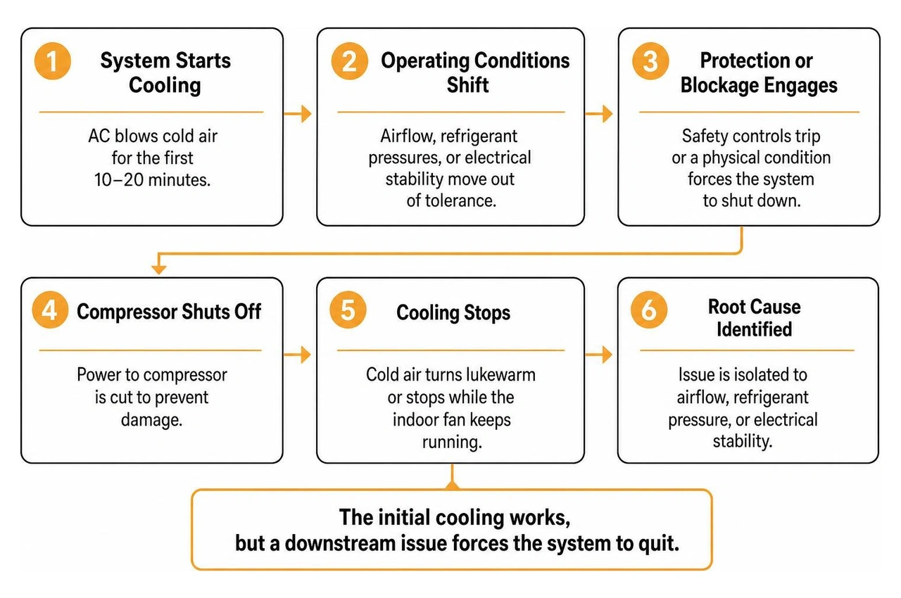 cooling cycle troubleshooting process flow