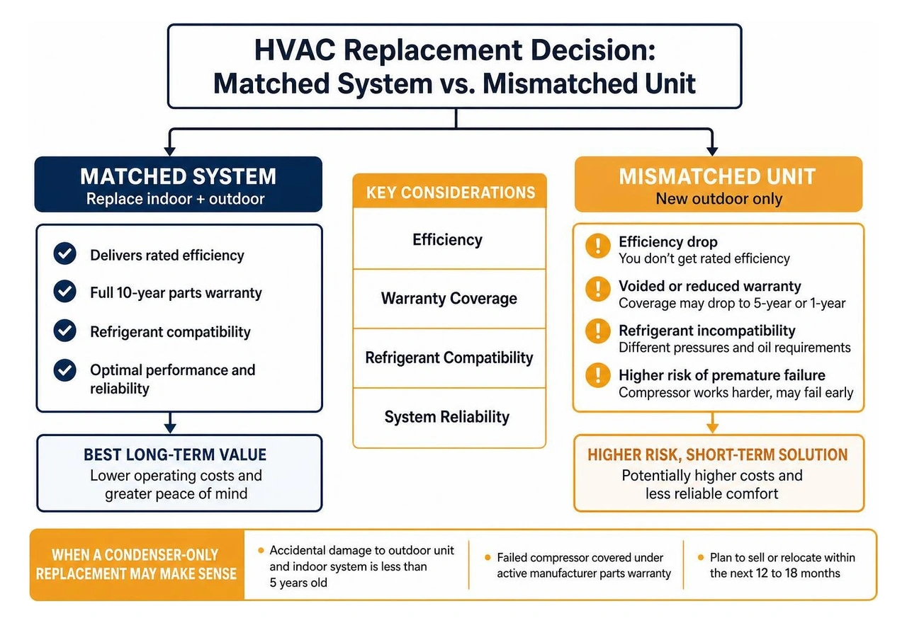 HVAC replacement decision: matched system versus mismatched unit