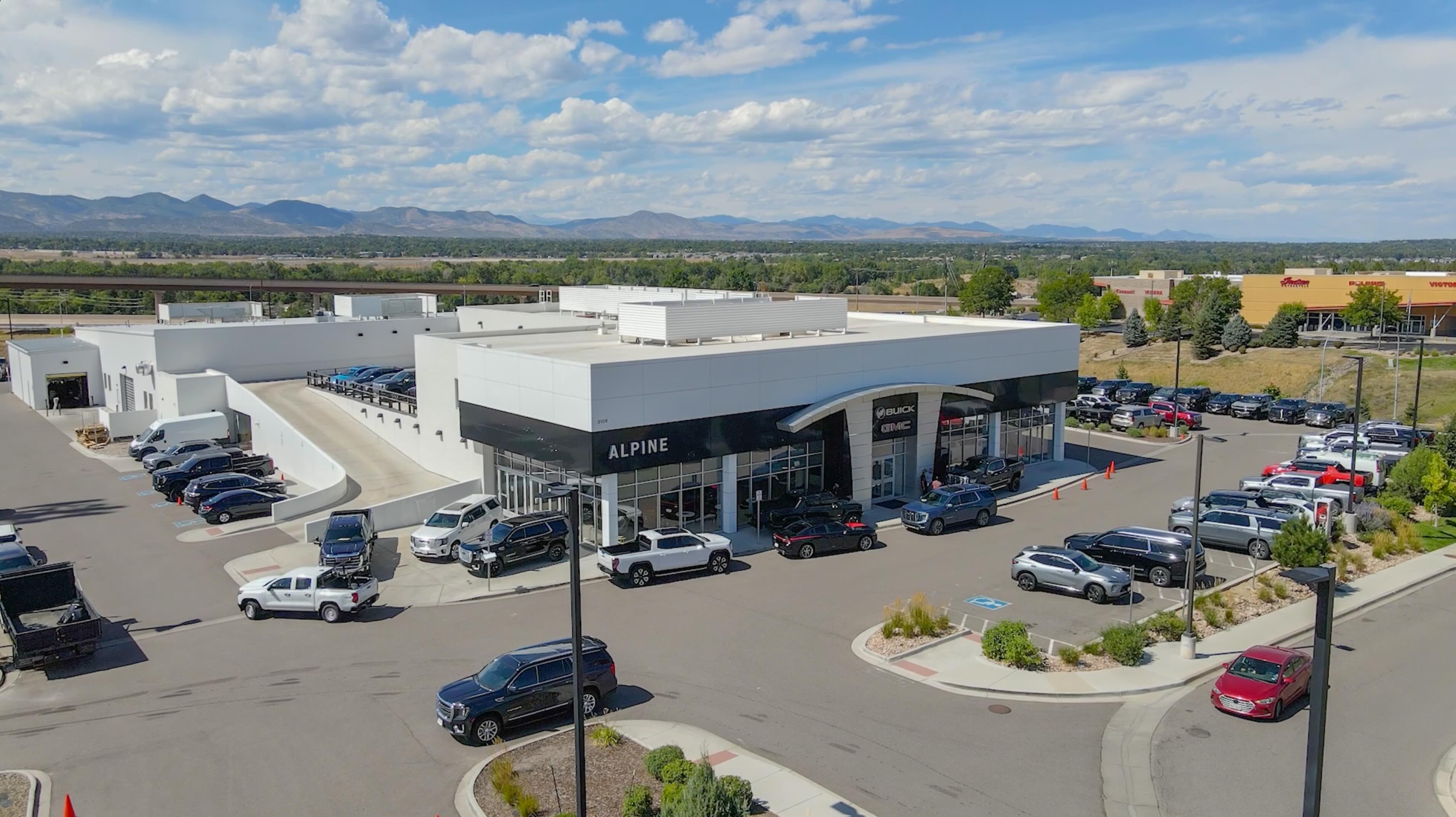 Alpine Buick GMC dealership seen from above