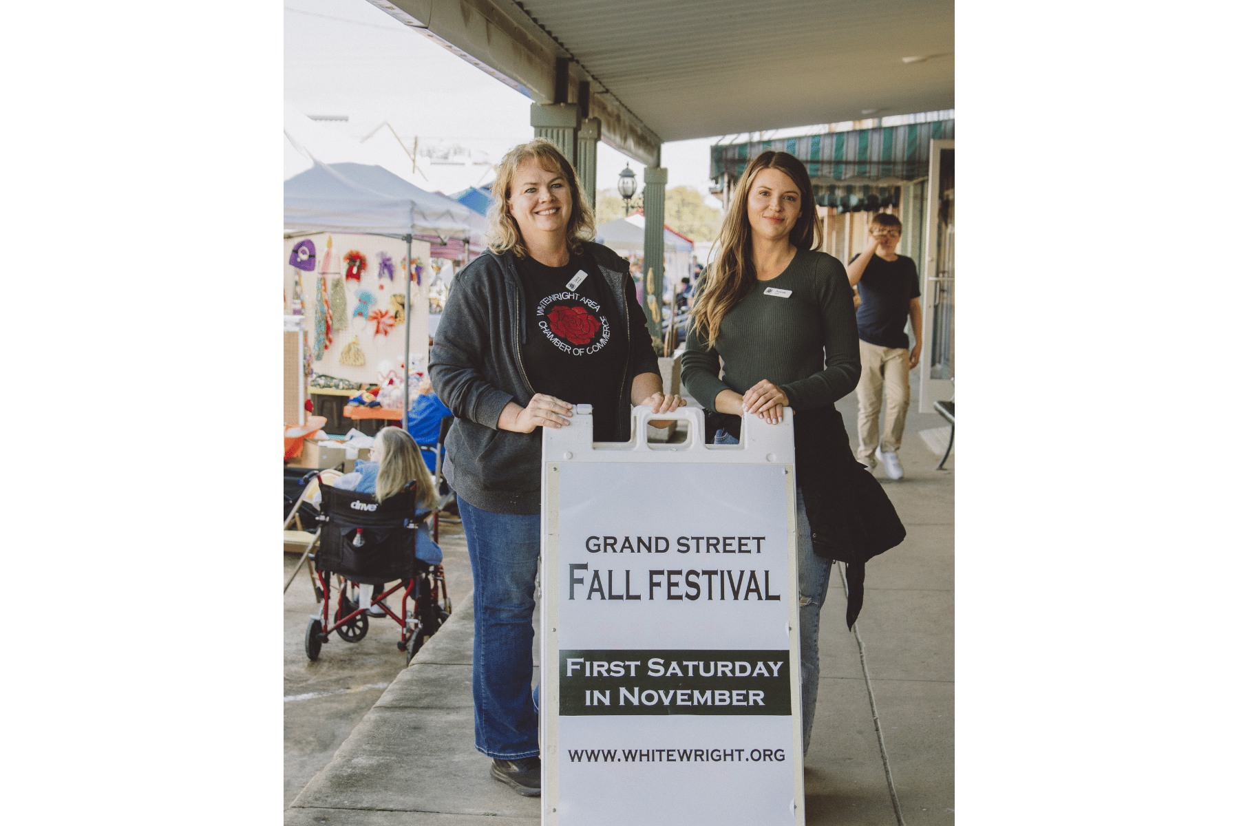 A photo of the Whitewright Chamber of Commerce staff, highlighting their dedication to economic development and community initiatives in the local area.
