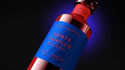 Close up of Conte Camillo bottle