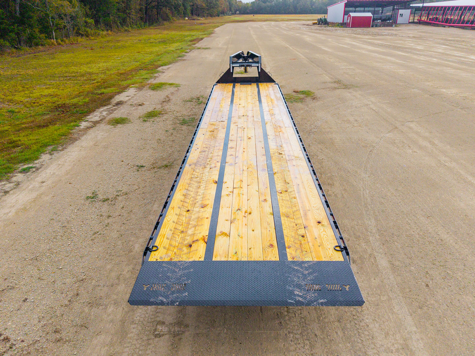 TDG Gooseneck Deckover Tilt Trailer rear view above