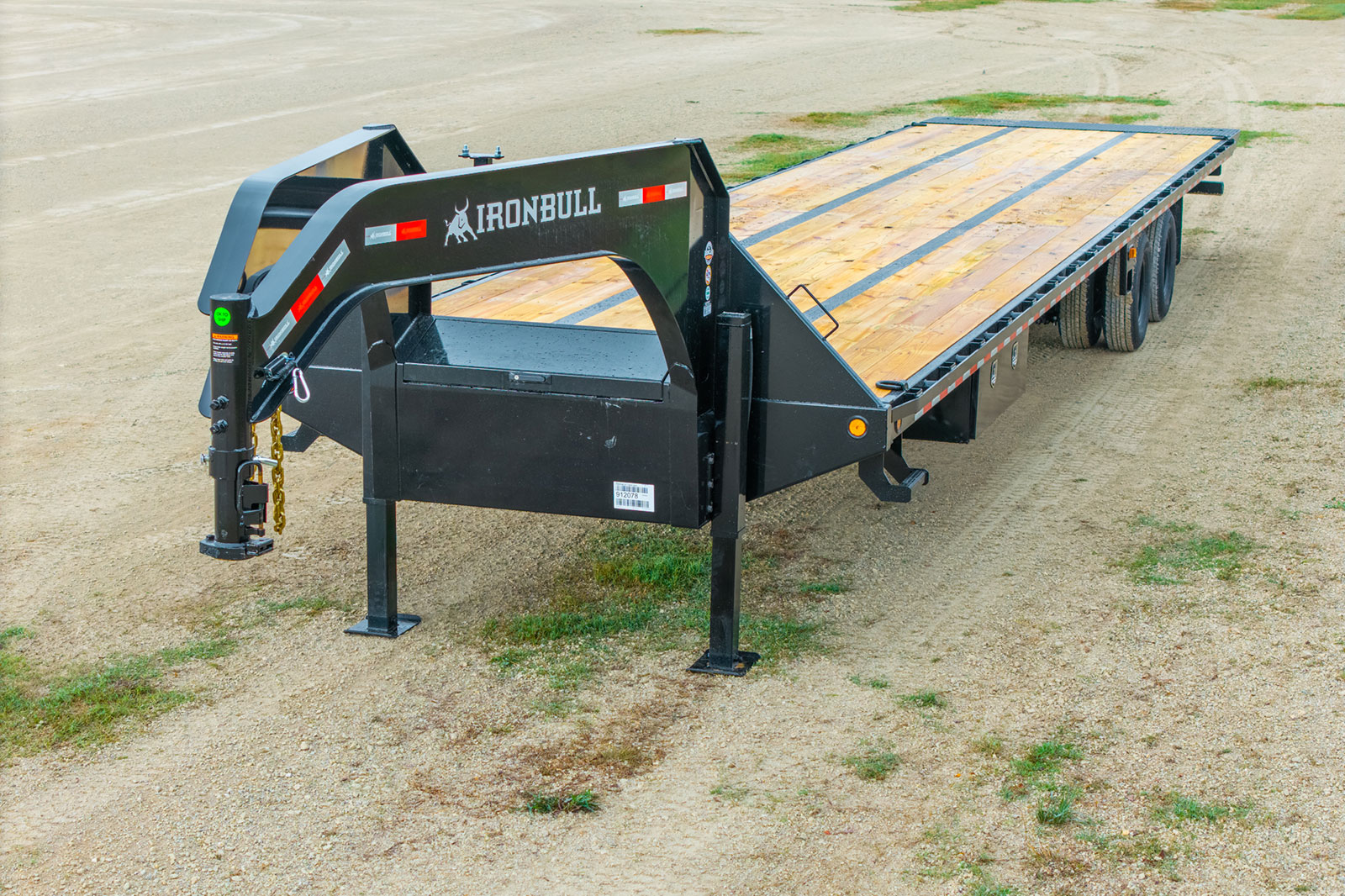 TDG Gooseneck Deckover Tilt Trailer engineered neck angled front view