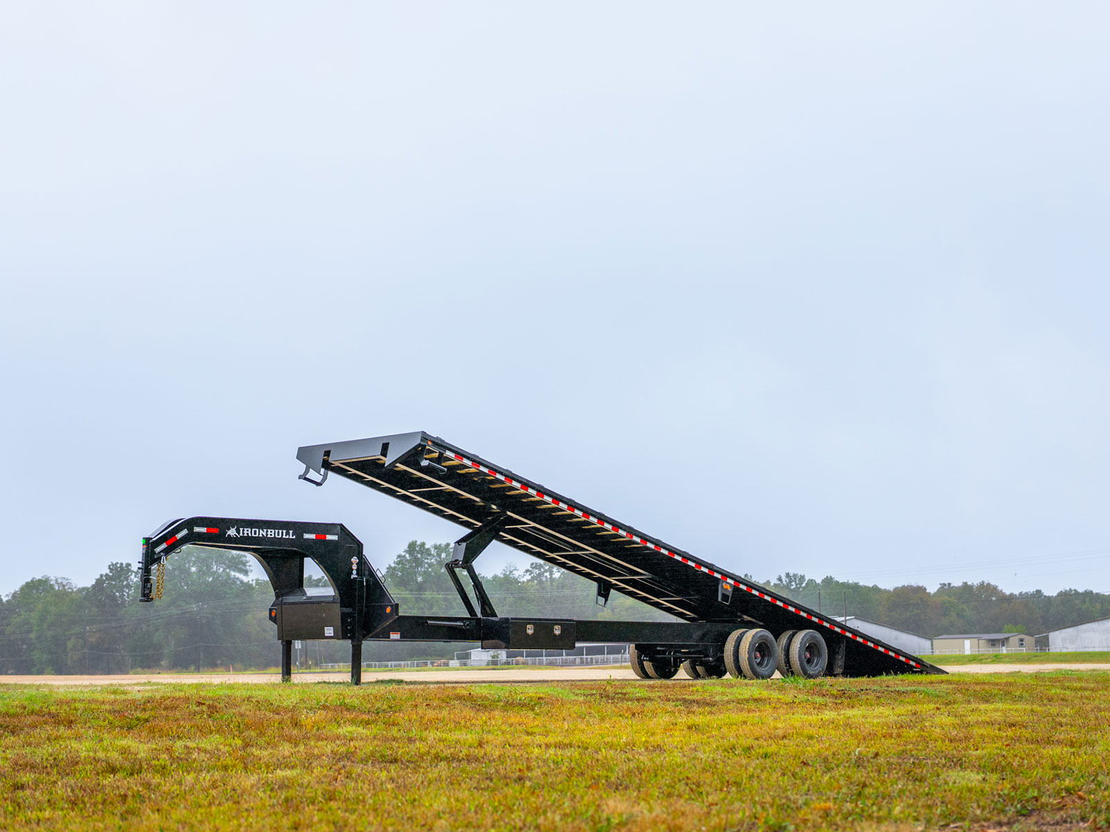 TDG Gooseneck Deckover Tilt Trailer deck deployed angled view