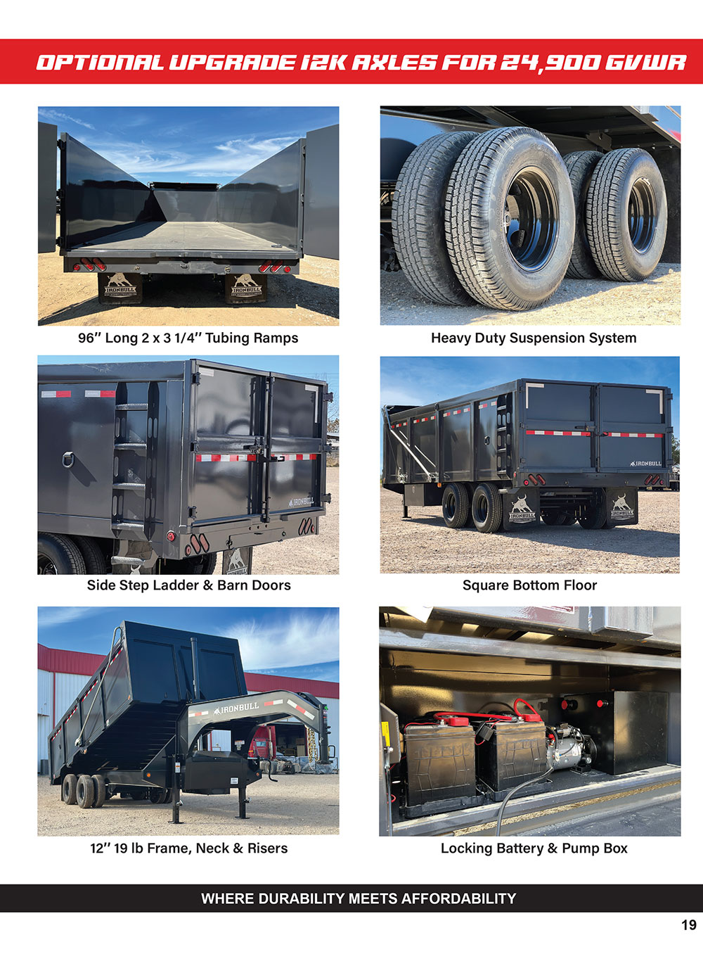 DMG Hurricane gooseneck dump trailer product catalog page 2