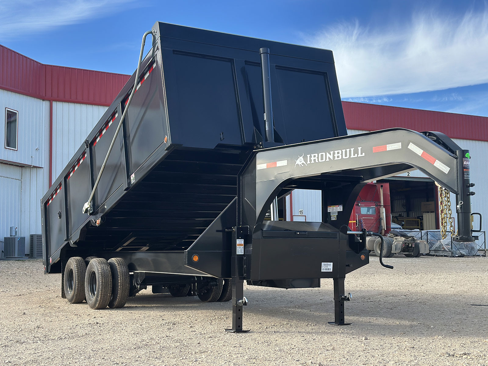 DMG Hurricane Dump Gooseneck Trailer front angle