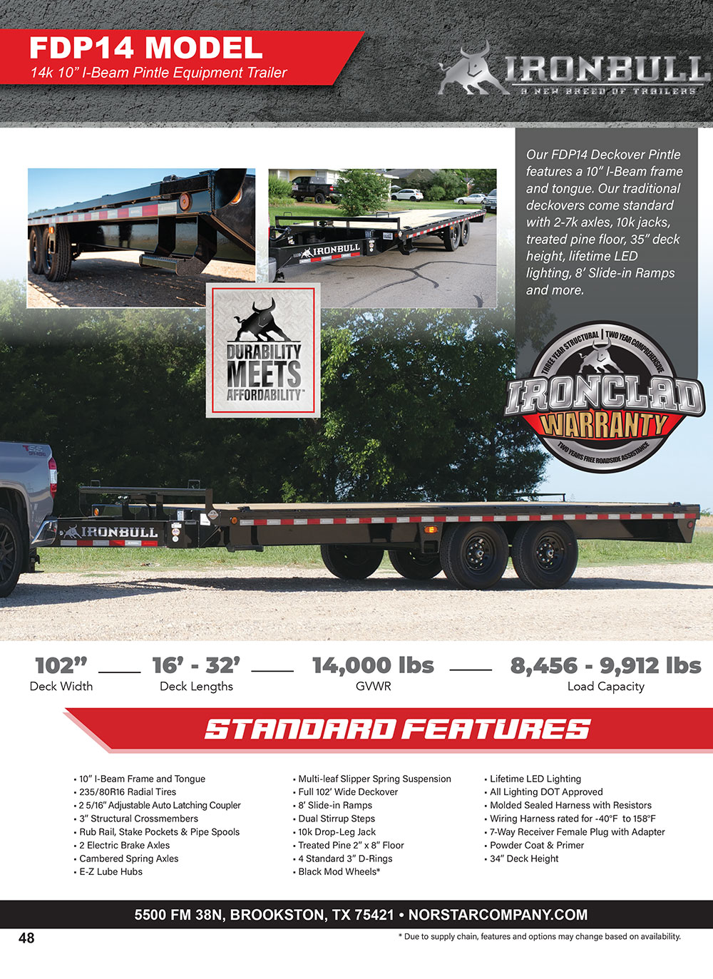 FDP 14k deckover pintle trailer product catalog page 1