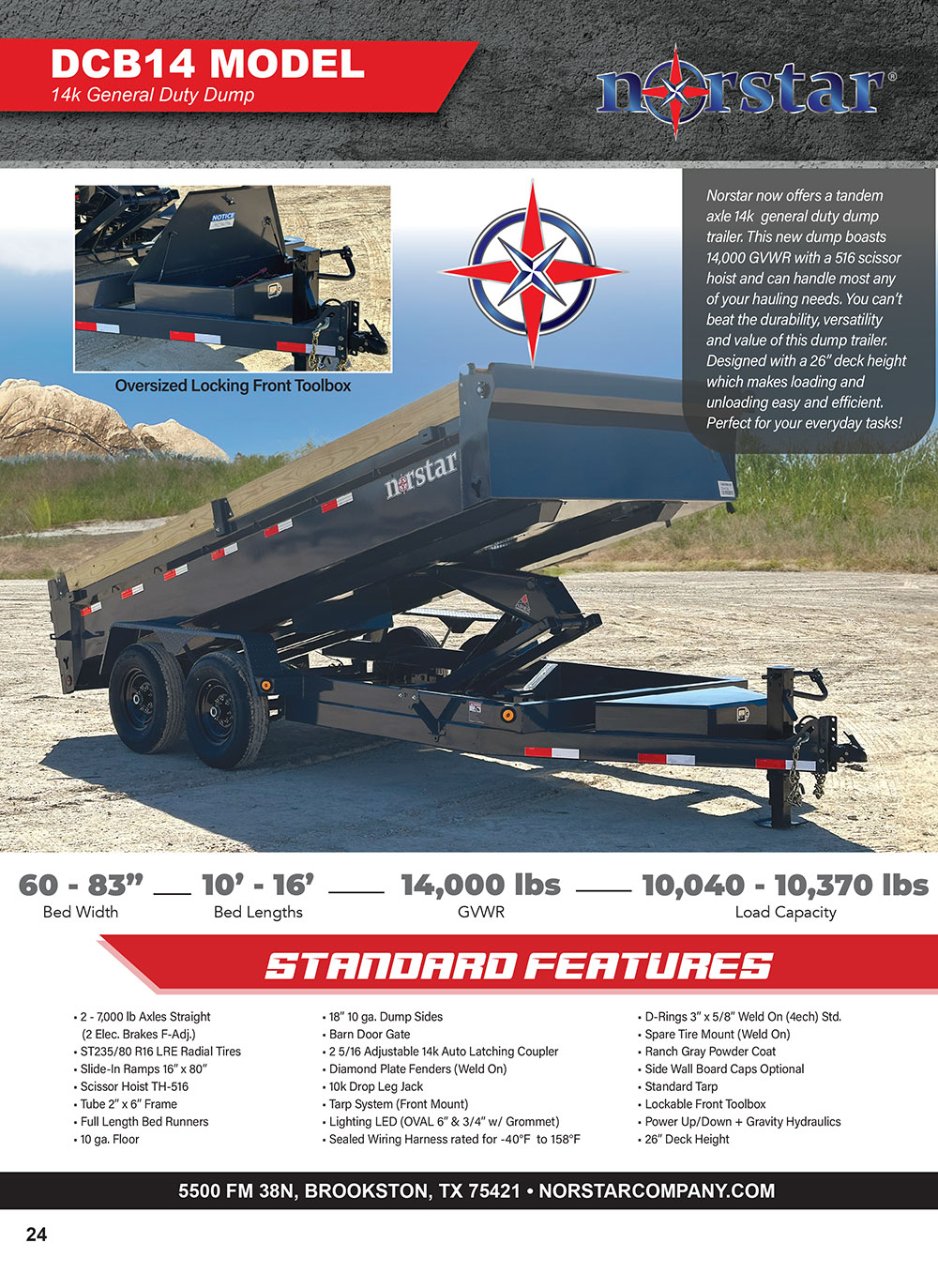 DCB bumper pull dump trailer product catalog page 1