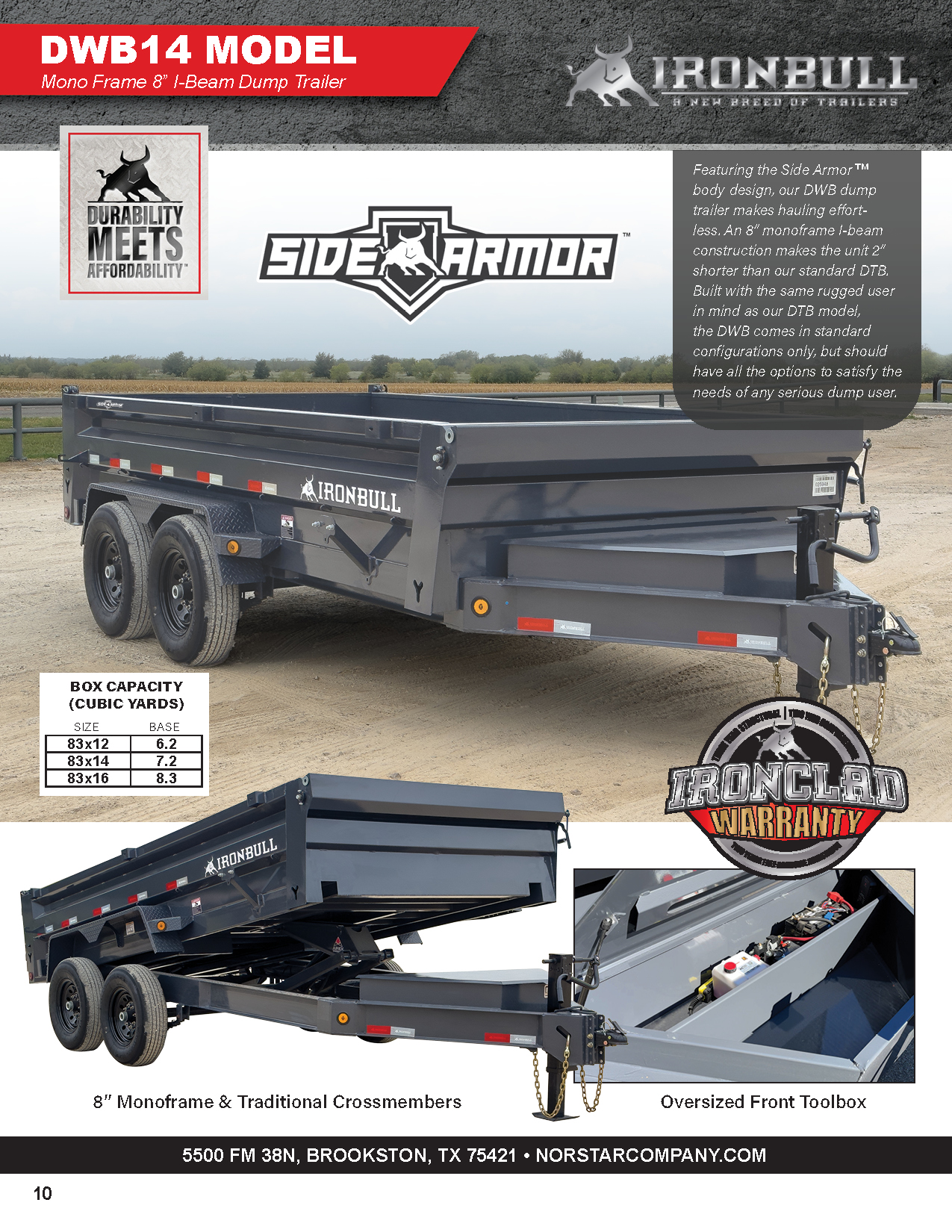 DWB Bumper pull dump trailer product catalog page 1
