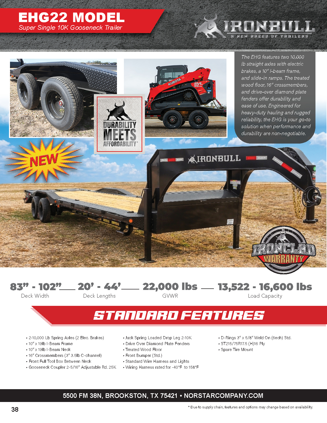 EHG Equipment Gooseneck trailer product catalog page 1