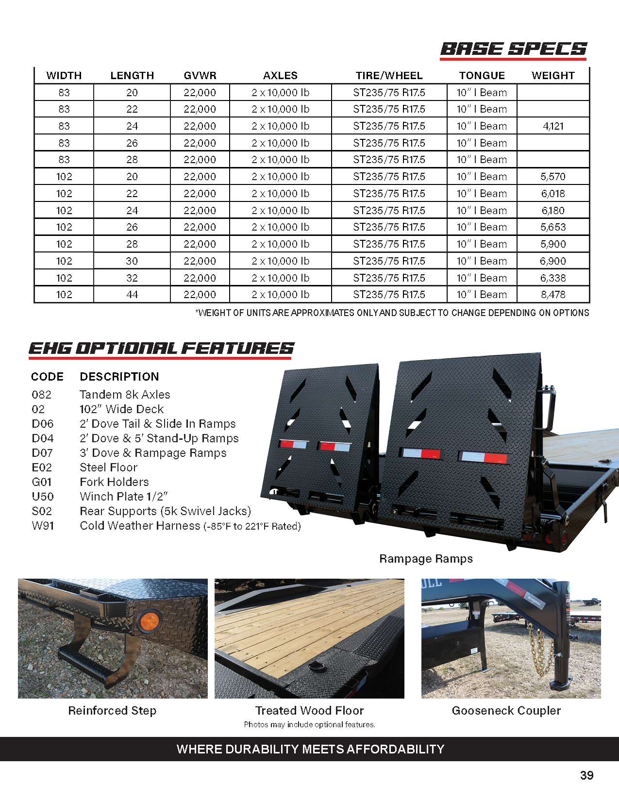 EHG Equipment Gooseneck trailer product catalog page 2
