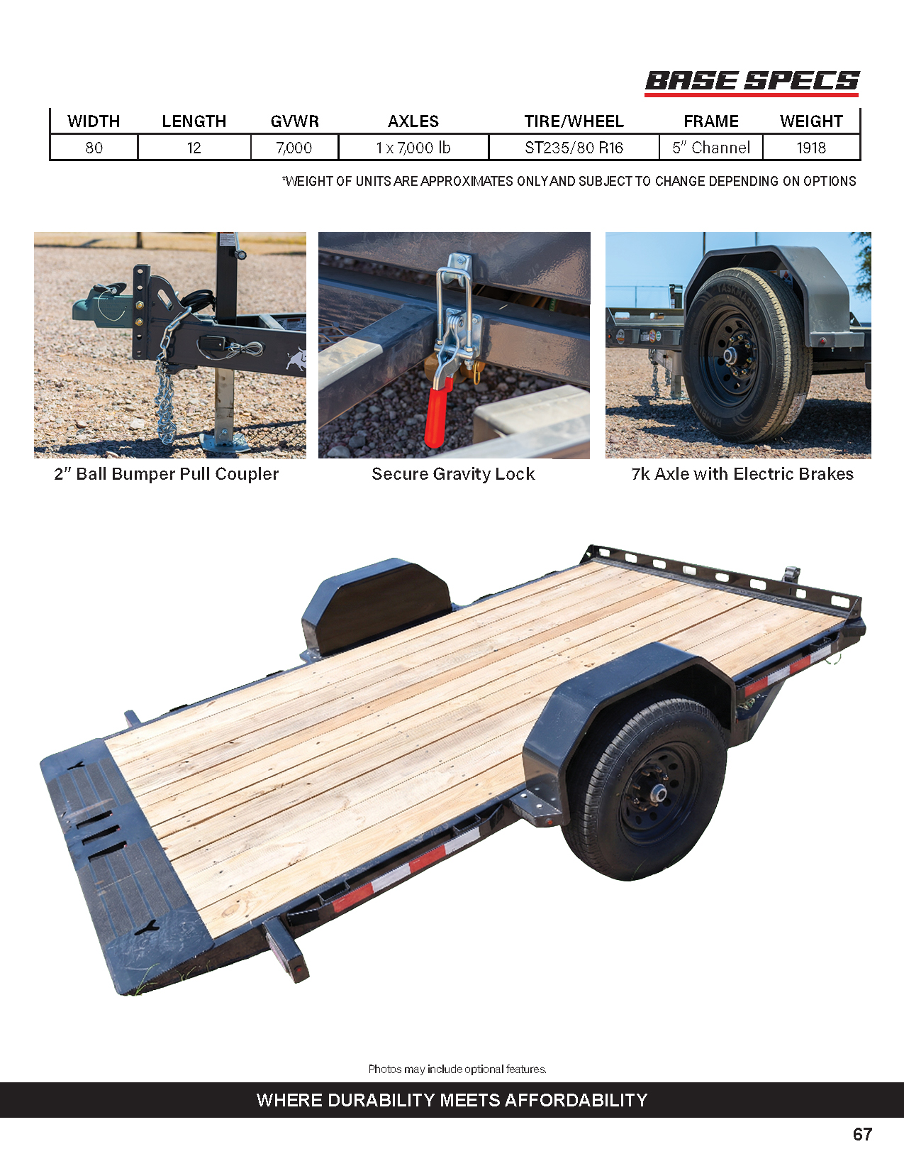 TSB single axle gravity tilt trailer product catalog page 2