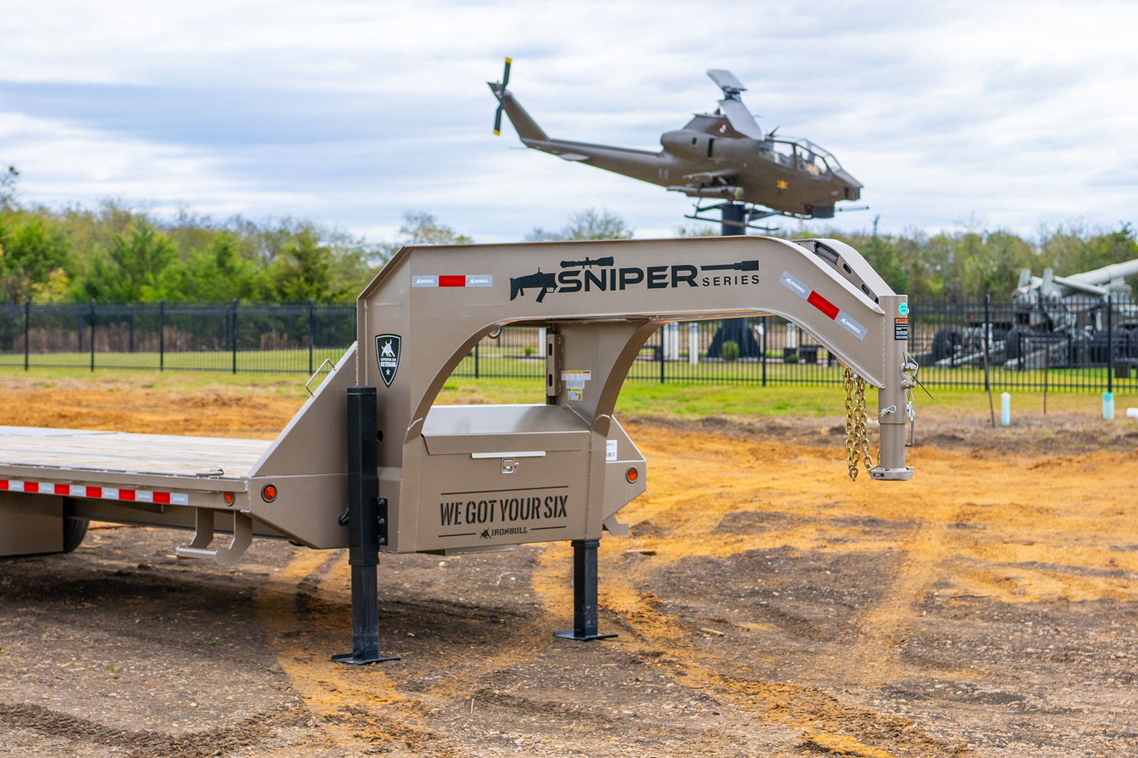 FLG sniper series deckover trailer with ah1 cobra helicopter