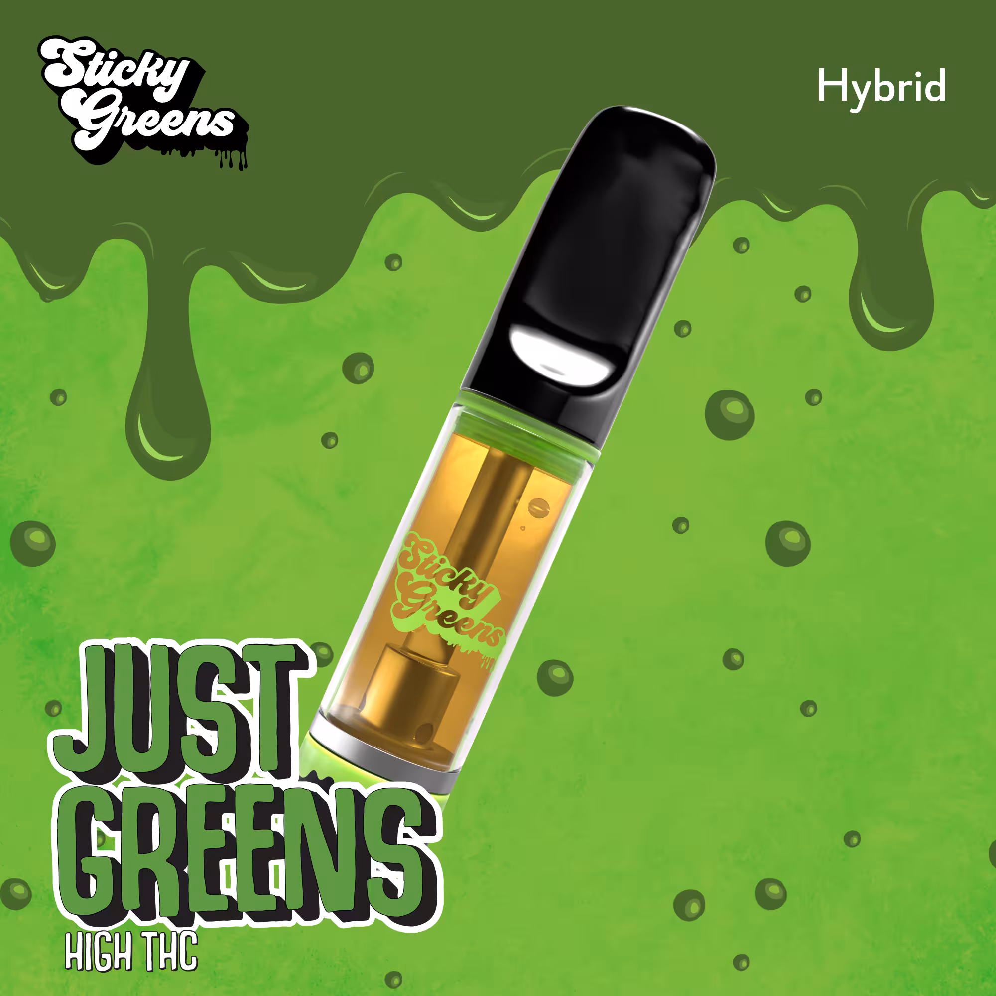 Sticky Greens Just Greens Hybrid with Liquid Diamonds Vape Cartridge