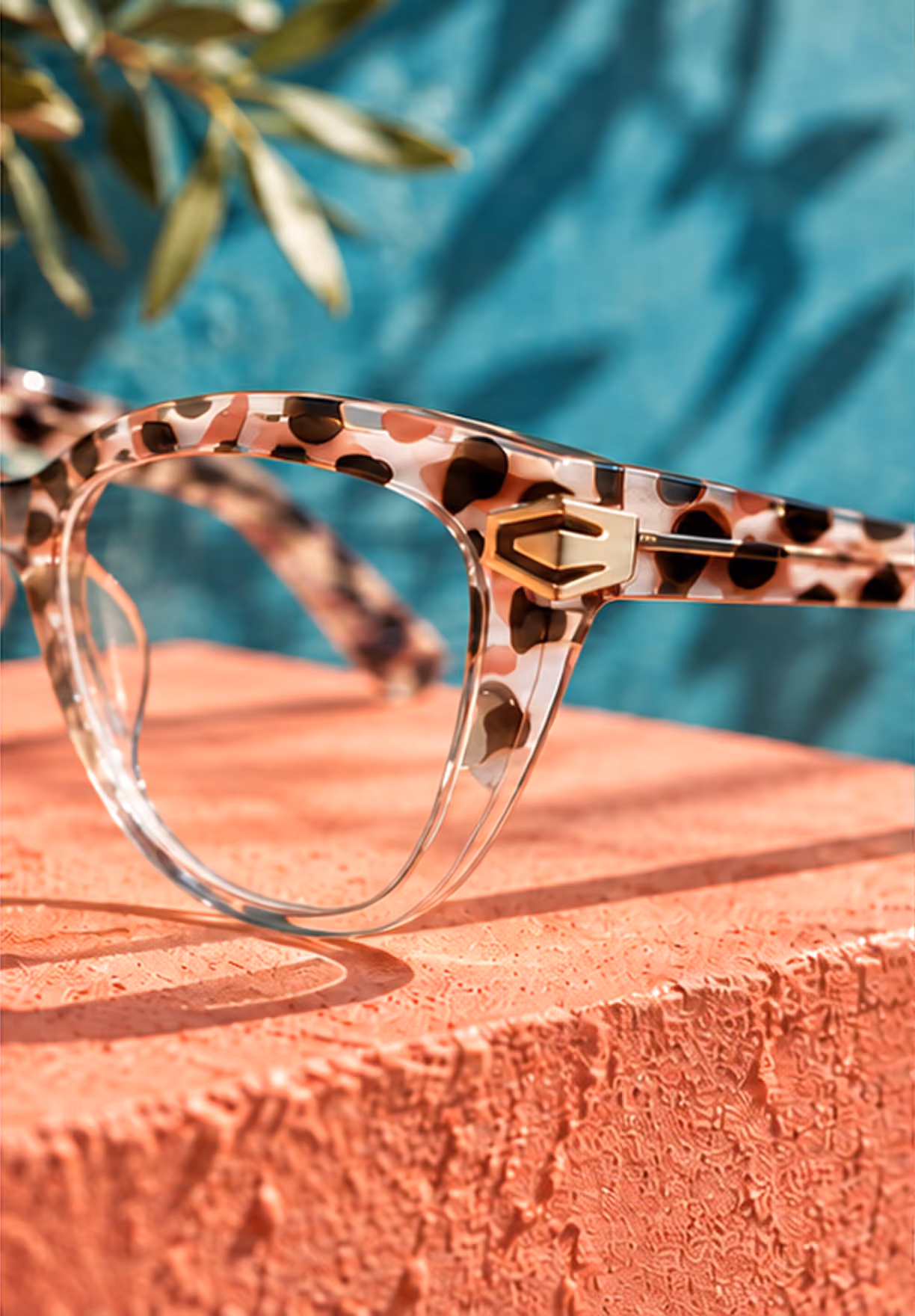 Close-up of eyeglass frame detail