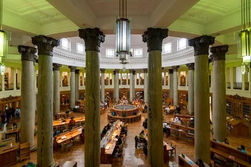 A large library filled with lots of books.