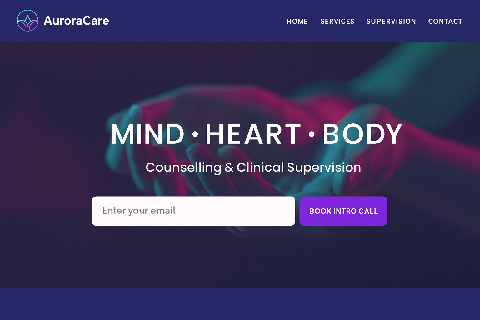 therapy website design example - psychology clinic with online intake forms