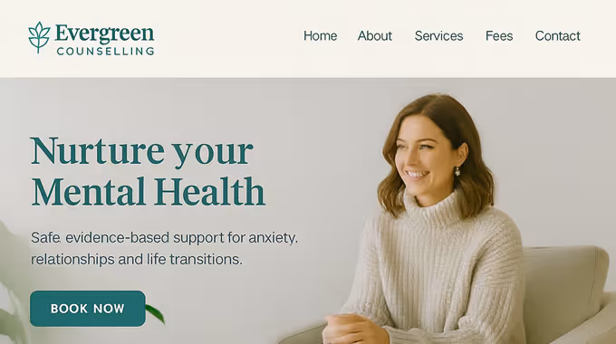 websites for therapists - allied health clinic with integrated booking system