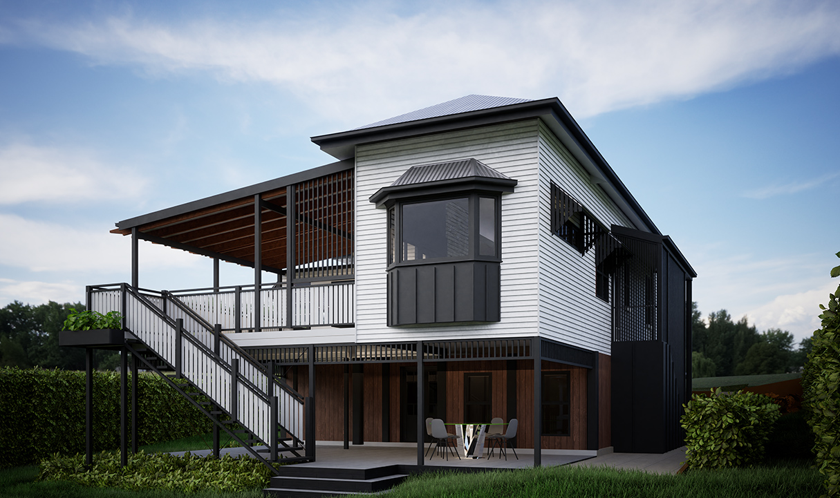 Brisbane architects Quorum Studios showcase traditional character home transformation with modern outdoor living integration. Residential architects demonstrating Queenslander renovation expertise for top luxury architects Brisbane portfolio.