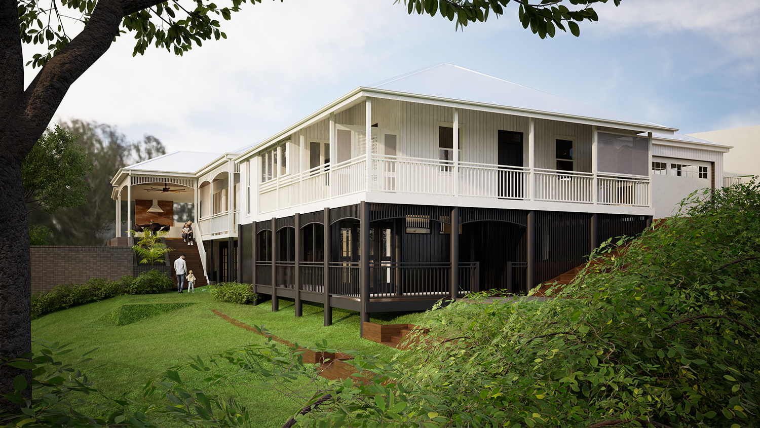Modern Queenslander renovation by Quorum Studios featuring Traditional Character home with contemporary rear extension, showcasing Brisbane residential architecture expertise