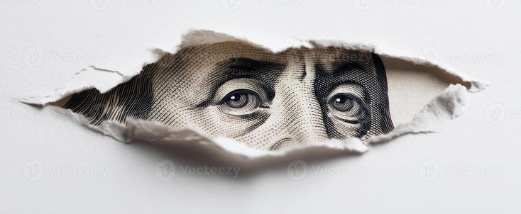 This may contain: a hole in the wall with an image of a man's face on it