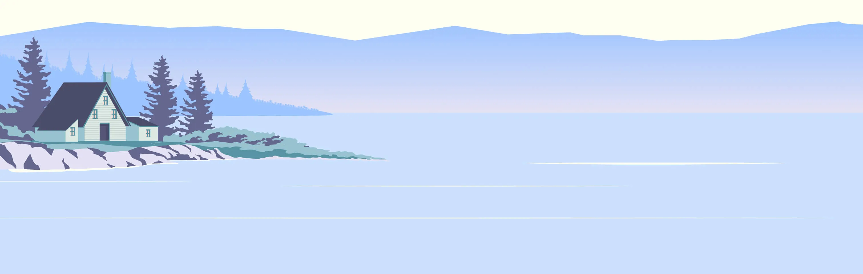 illustration showing a house on a lake