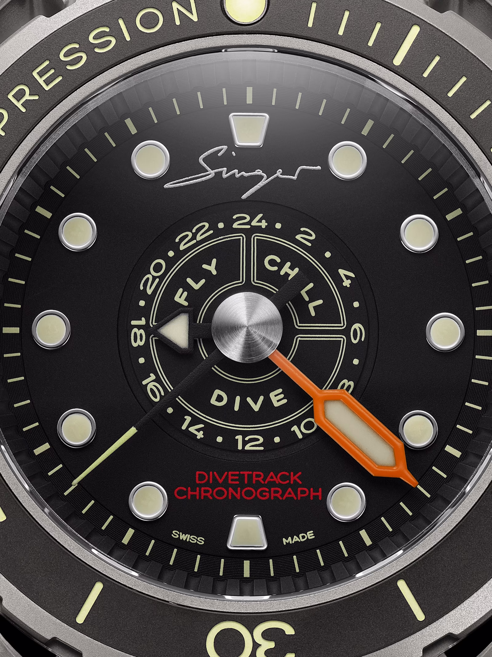 Singer Reimagined Dive Track dial closeup