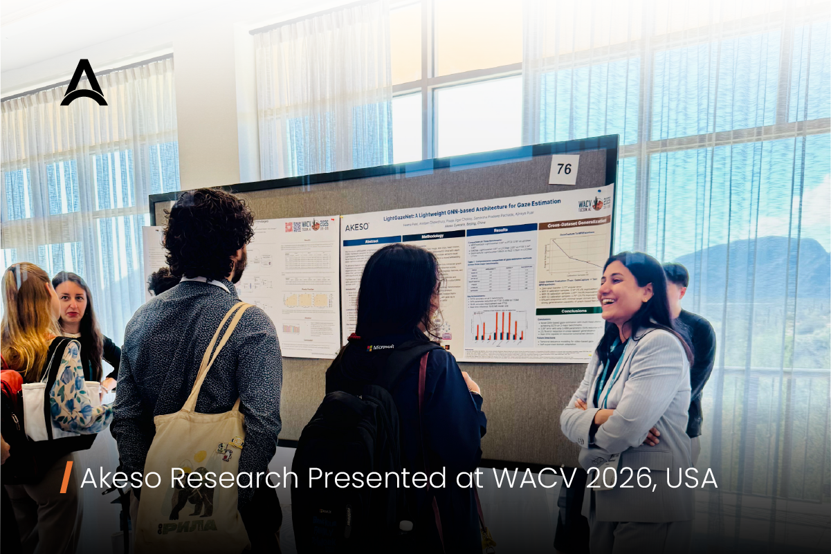 Akeso research team member Dr. Heena Patel at WACV 2026, sharing work on lightweight graph neural networks for gaze estimation.