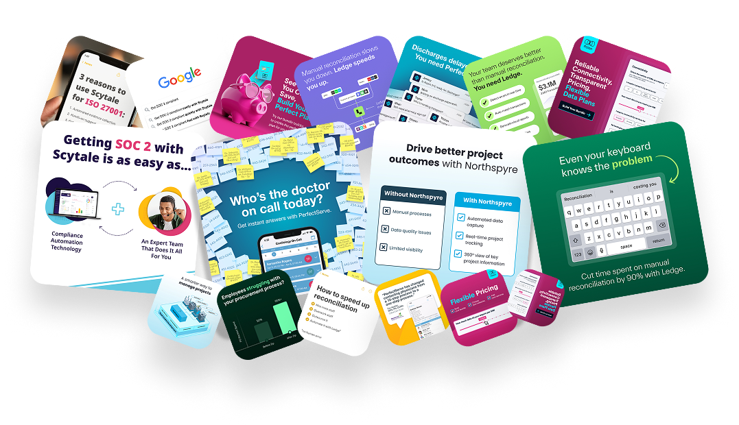 Collage of marketing and product snapshots highlighting features and benefits of Scytale and Northspyre software for project management and compliance automation.