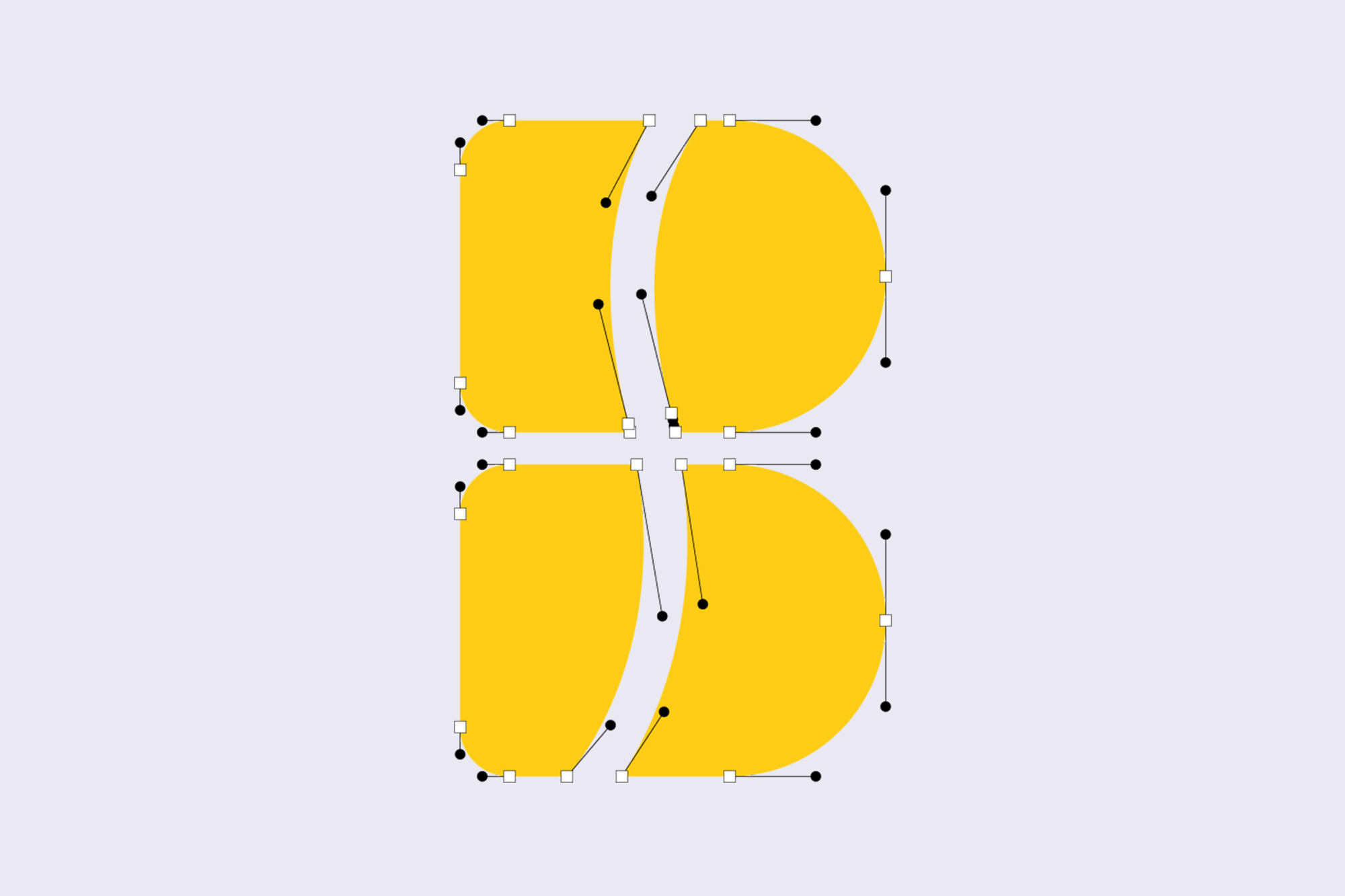 Anatomy of the logo symbol with representation of the logo's construction grids