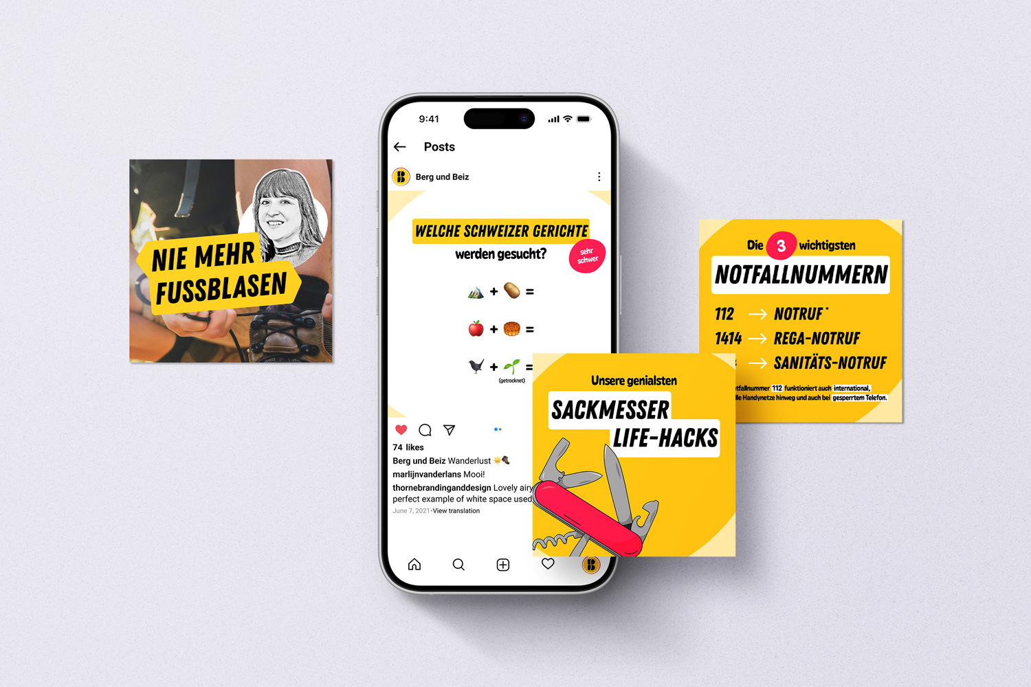 Mockup image of a mobile device displaying multiple Instagram posts