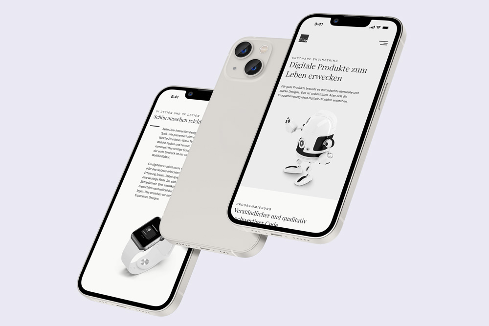 Two mobile mockups displaying service pages