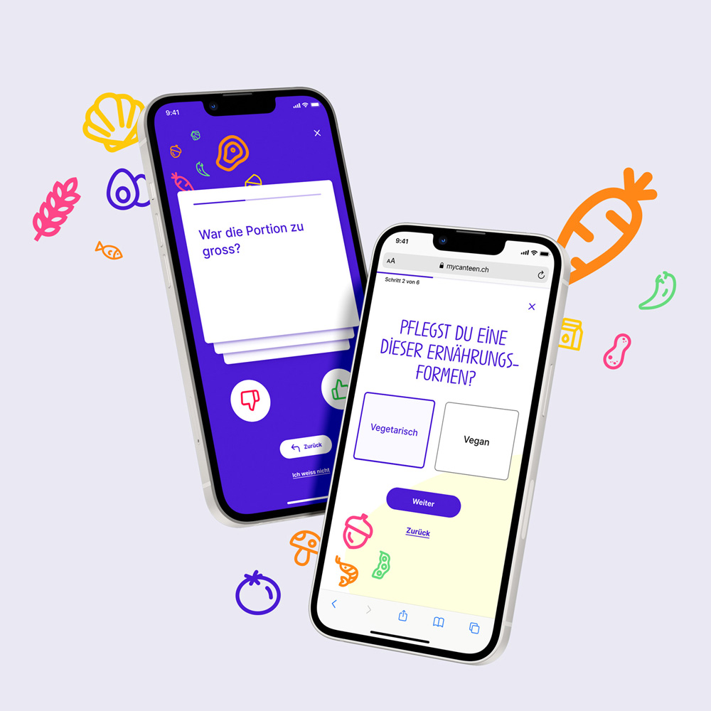 Teaser image with two mobile mockups of the application My Canteen