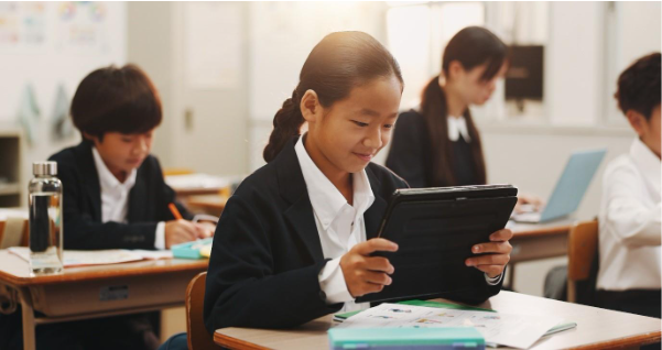 Student looking at a digital tech tool to help support with their classroom learning
