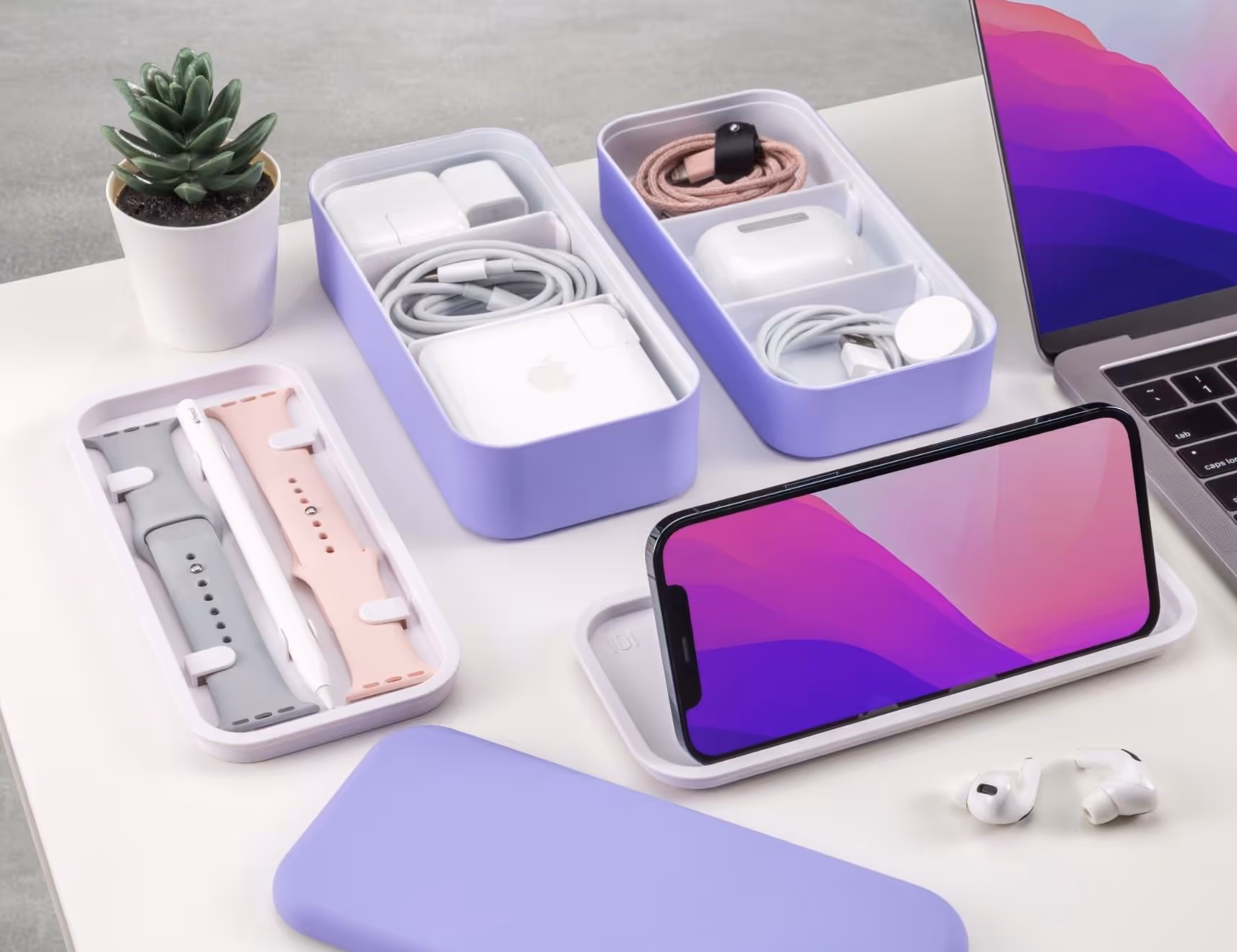 F101-BSPU2-Function101-BentoStackPurplePlasticApple Accessory Organizer_LS3-1