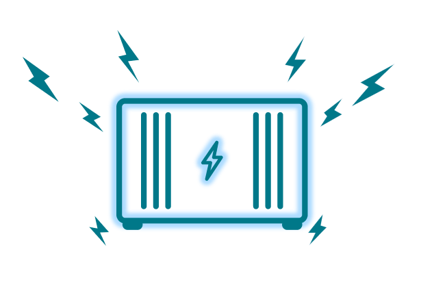 Grafische Darstellung eines industriellen Stromspeichers mit maximaler Leistung.