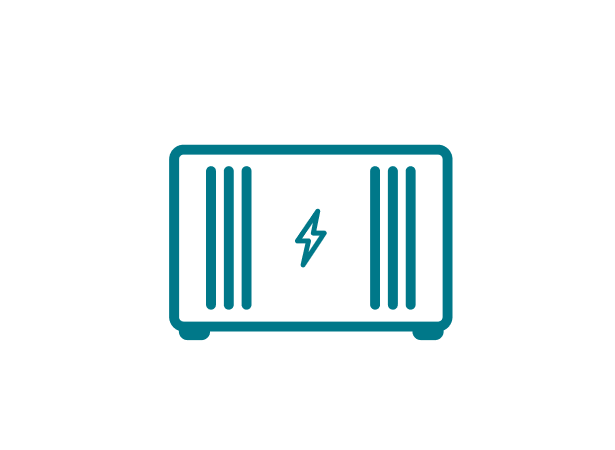 Grafische Darstellung eines industriellen Stromspeichers.