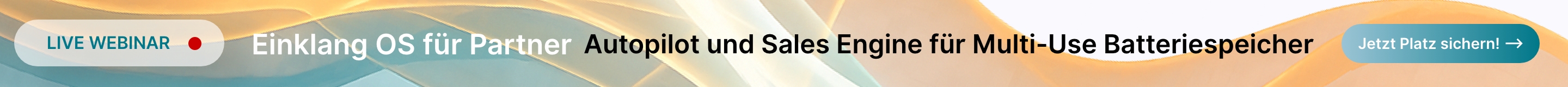 Live Webinar: Einklang OS für Partner – Autopilot und Sales Engine für Multi-Use Batteriespeicher. Jetzt Platz sichern.