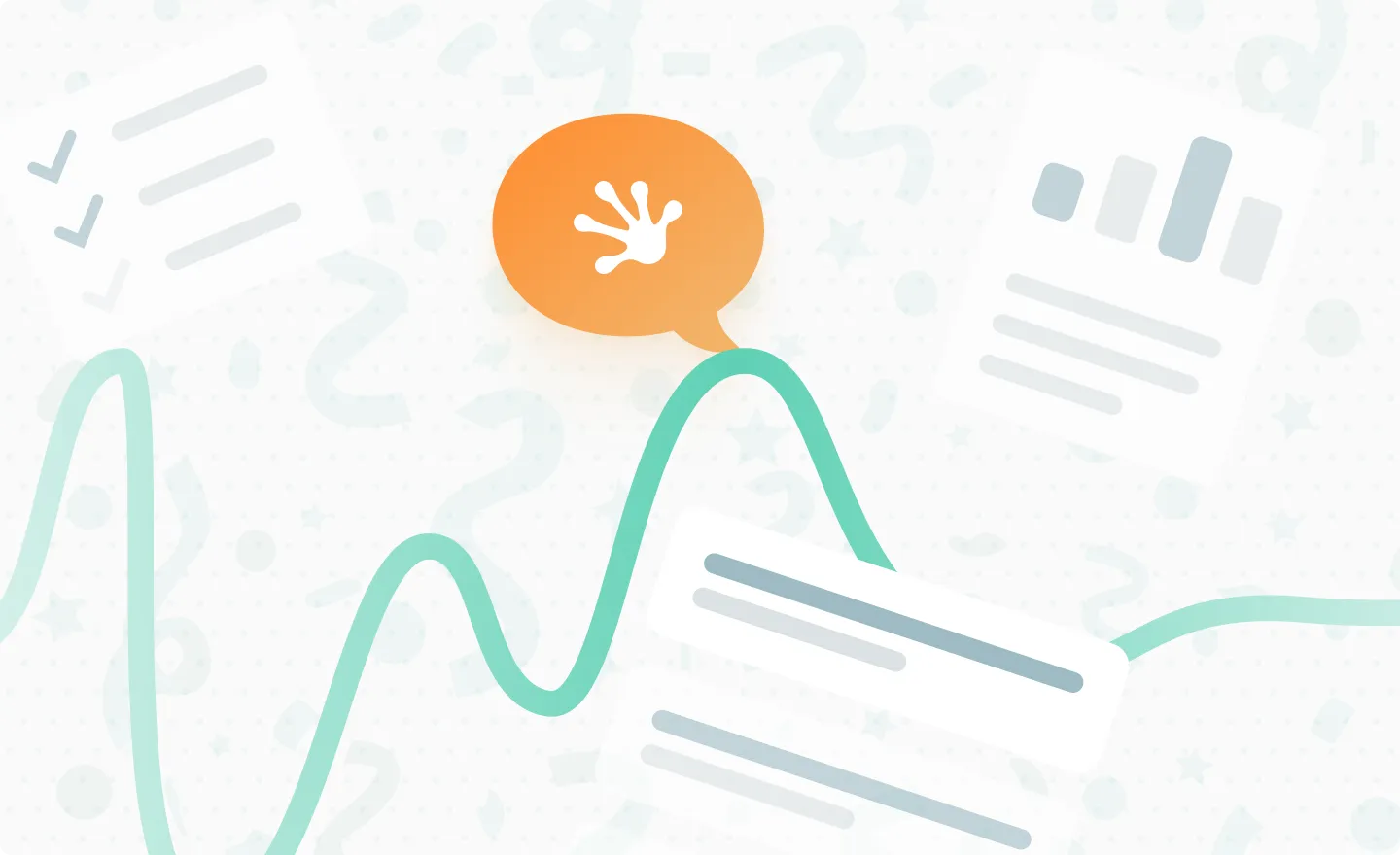 Animated analytics dashboard with a curved green line chart, upward trend, and orange circle icon representing performance boost.