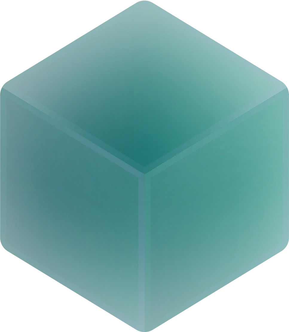 3D teal cube with subtle shading and depth