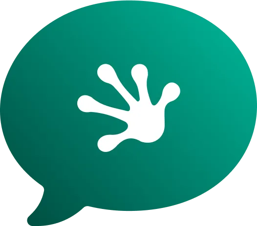Green speech bubble icon with a white Gecco icon inside.