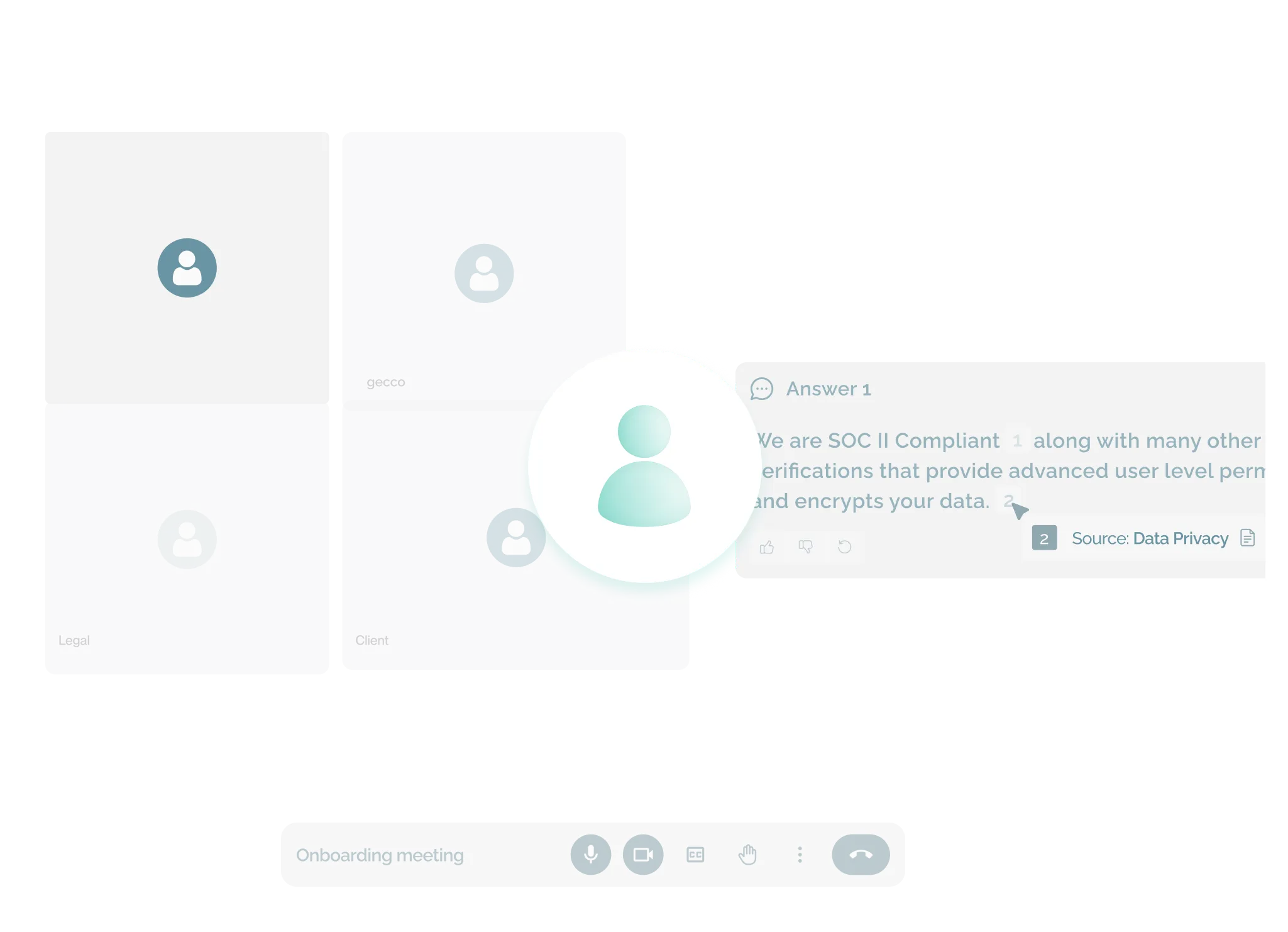 Abstract curved design element or wave pattern in teal, possibly representing flow, movement, or dynamic branding element