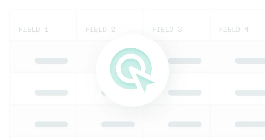 Search interface mockup with a magnifying glass icon and search bar, featuring a clean layout with search results or suggestions displayed below